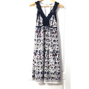 Sophie Max Midi Dress Size XS Bird Floral Pattern